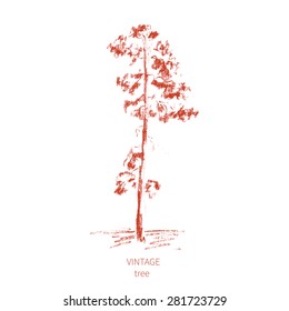 Tree graphic hand drawn vector engraving doodle sketch isolated on white background, vintage style, template for design pattern, collection of brush, printing, elements package organic eco product