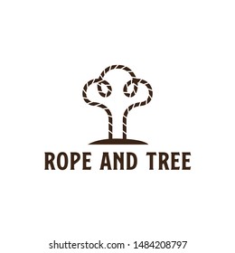 Tree graphics made from brown color rope education logo design