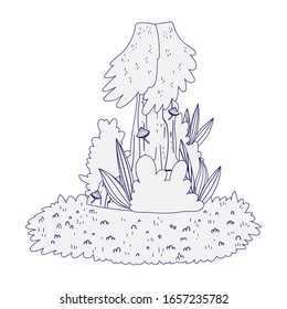 tree grass bush nature foliage plants botanical icon vector illustration line style