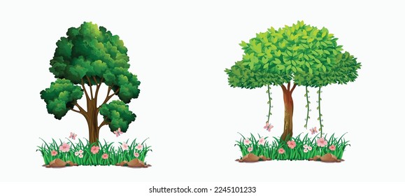 Tree and grass design eps vector