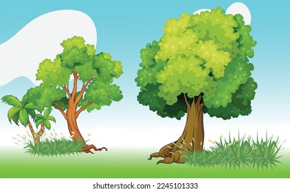 Tree and grass design eps vector