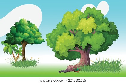 Tree and grass design eps vector