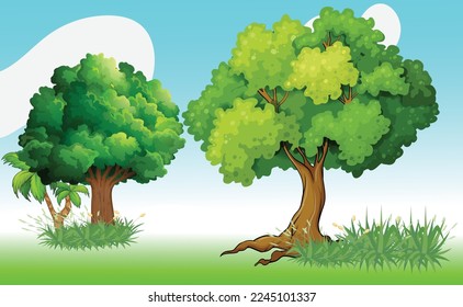 Tree and grass design eps vector