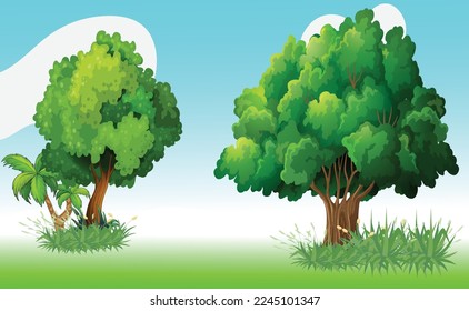 Tree and grass design eps vector