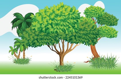 Tree and grass design eps vector