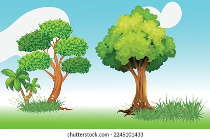 Tree and grass design eps vector