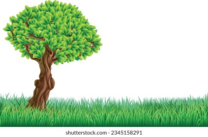 A tree with grass field landscape background