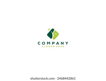 Tree Green abstract rhombus vector logo design