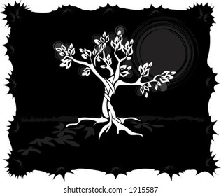 Tree with Green Background with Copy Space in Vector Format