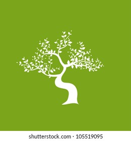 tree in the green background, symbol of nature, vector