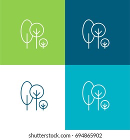 Tree green and blue material color minimal icon or logo design