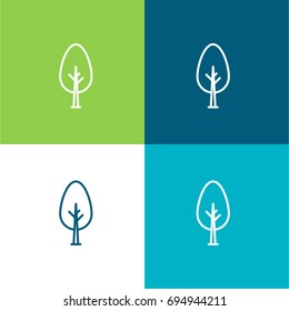 Tree green and blue material color minimal icon or logo design
