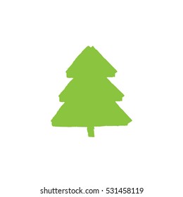 Tree Green Brush Outline Vector Icon