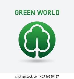 Tree in green circle eco symbol