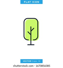 Baum mit Vorlage für die Vektorillustration mit grünen Farbsymbolen
