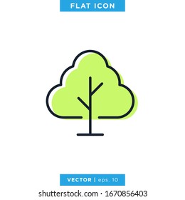 Tree With Green Color Icon Vector Design Template