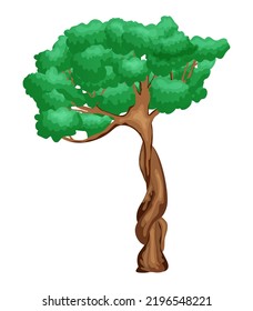 Tree of green color on a white background in cartoon style. Vector stock illustration. isolated. Plants. Nature and park