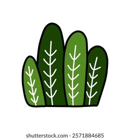 Tree with green colour. Ornament and element for design template. Frame decoration plant illustration. Botanical and nature element shape