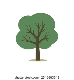 Corona verde del árbol. Ilustración vectorial geométrica de Formas de tronco de árbol sobre fondo aislado. Elemento para ilustrar el tema de la naturaleza, la protección del medio ambiente, el estilo de vida verde.