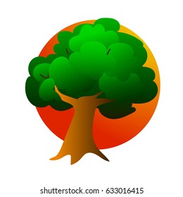 Tree with green crown Vector Illustration EPS10