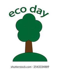 Texto verde del día del eco del árbol en el fondo blanco,