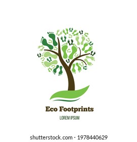 Tree with Green Eco Footprints as Nature Preservation Concept