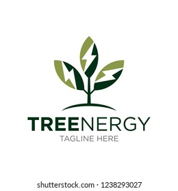 Tree, Green Ecology, Lighting Bolt Energy Logo Template