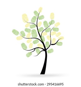 Tree with green finger prints vector