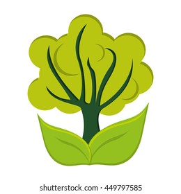 tree green flat icon isolated vector illustration