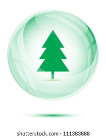 Tree in the green glass sphere