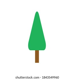 Tree green icon. Flat tree in flat style vector illustration. Forest plant silhouette. Isolated on white.