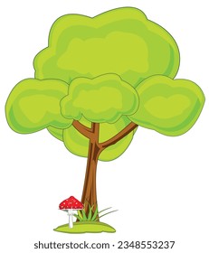 Tree with green krona on white background is insulated