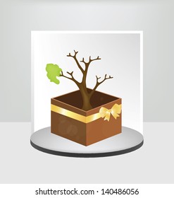 Tree. green leaf. Anniversary. Creative. White backdrop. vector illustration.