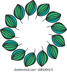 Tree green leaf lined in round decoration vector. Wood or bush foliage ecosystem nature, freshness growth decor. Botanic garden or park greenery rainforest ornament flat cartoon illustration