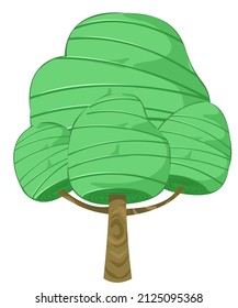 Tree and green leaf nature. Big wood. Vector and illustration. Isolation white background