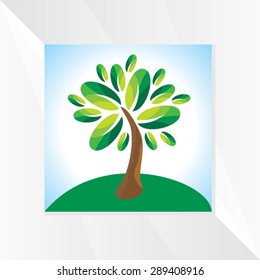 tree with green leaf vector illustration 