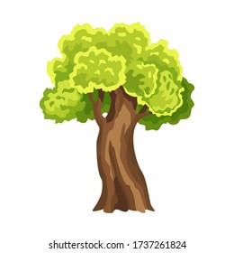 Tree with green leafage. Abstract stylized tree