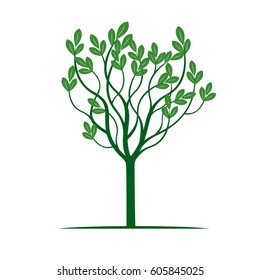 Tree with Green Leafs.Vector Illustration.
