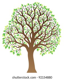 Árbol con hojas verdes 1 - ilustración vectorial.