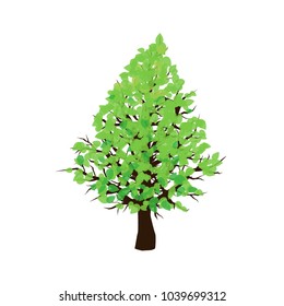 Tree with green leaves isolated vector illustration 