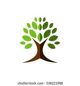 Tree with Green Leaves Logo Template Illustration Design. Vector EPS 10.