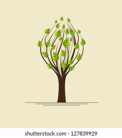 tree with green leaves with place for text