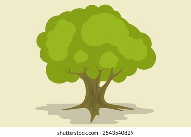 Tree with green leaves and roots single vector