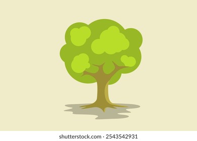 Tree with green leaves and roots single vector