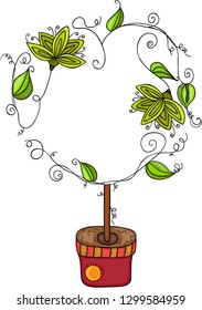 Tree with green leaves shaped heart in vase

