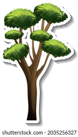 A tree with green leaves sticker on white background illustration