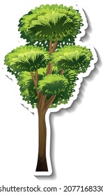 A tree with green leaves sticker on white background illustration