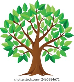 árbol con hojas verdes Vector 