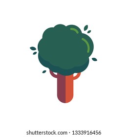 Tree with green leaves vector illustration in flat style - deciduous plant for spring or summer natural design. Leafy wood - element for forest or park isolated on white background.
