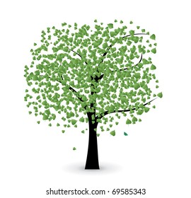 tree with green leaves, vector illustration on white